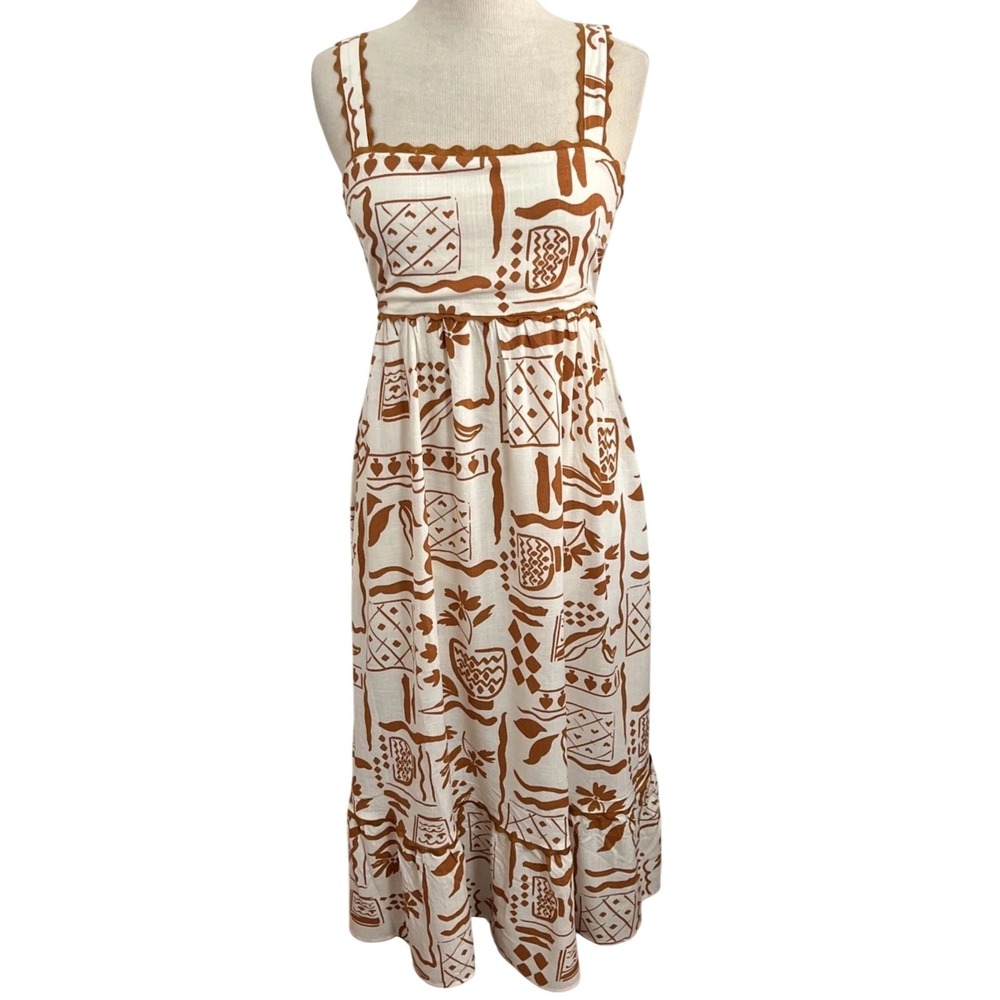 NWT Calypso St Barth Smocked Empirewaist Square Neck Tiered Maxi Dress XL Resort